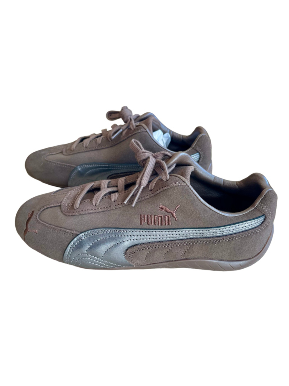 Puma Speedcat Lux Womens 8 Chocolate Brown Suede Silver Gum Sneakers NIB